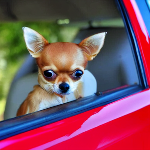 chihuahua looking out car window