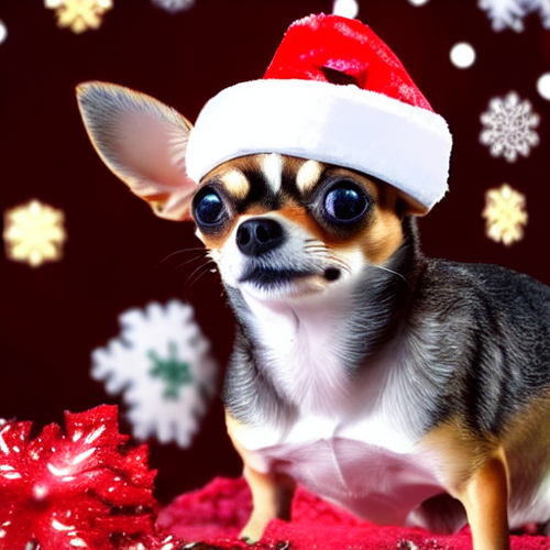 chihuahua wearing Christmas hat